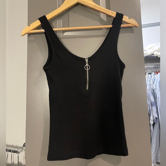 Cotton On Black Ribbed Quarter Zip Tank Top | Women’s Size Small - Picture 4 of 6
